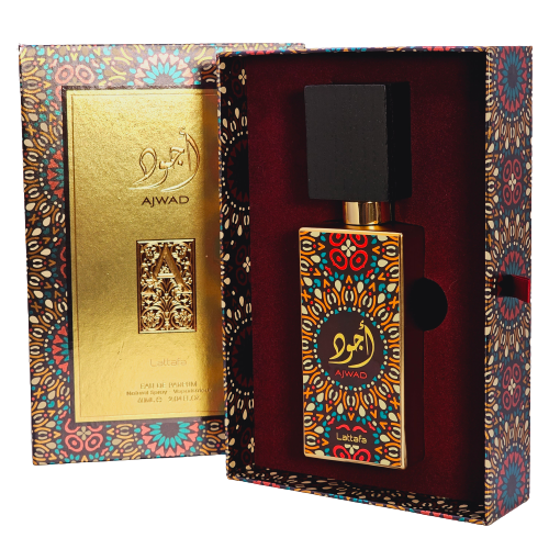 Ajwad Eau De Parfum By Lattafa Unisex 2.0 Oz Amber Rose Sandalwood Sweet Vanilla Caramelized Fruits