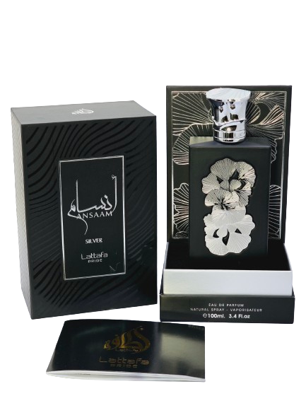 Ansaam Silver Eau De Parfum Unisex By Lattafa 3.4 oz Cardamom Bergamot Davana Lavender Amber - Image 2