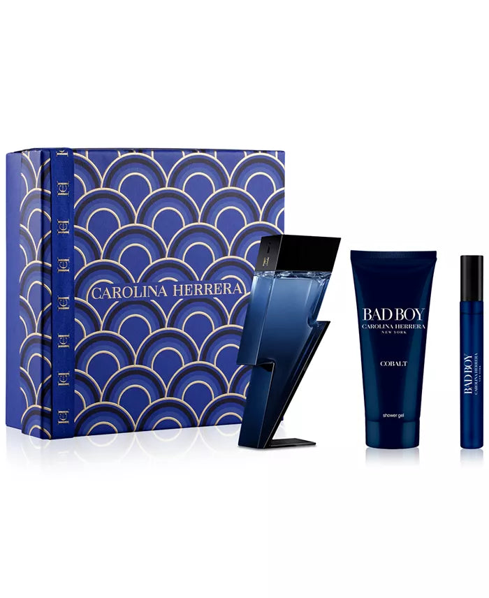 Carolina Herrera Bad Boy Cobalt 3-pcs Gift Set Eau de Parfum Spray 3.4 Fl Oz Eau de Parfume Spray 0.34 Fl Oz Shower Gel 3.4 Fl Oz