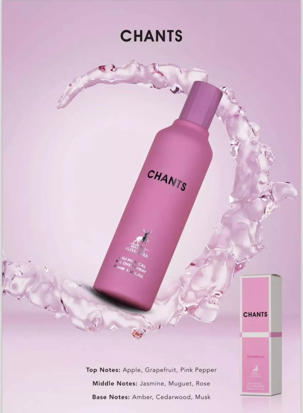 Chants Tenderina Eau Mist- Ical All Over Perfume Spray By Maison Alhambra 150ml/5.07oz Hot New Lattafa Line