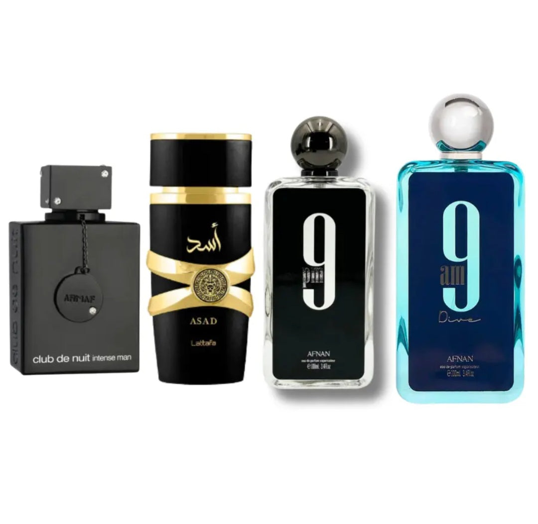 Mega Set Armaf Culd De Nuit Intense LA BESTIA NEGRA Afnan 9AM Dive & 9PM Black Asad Lattafa 3.4oz/100ml Citrus Woody