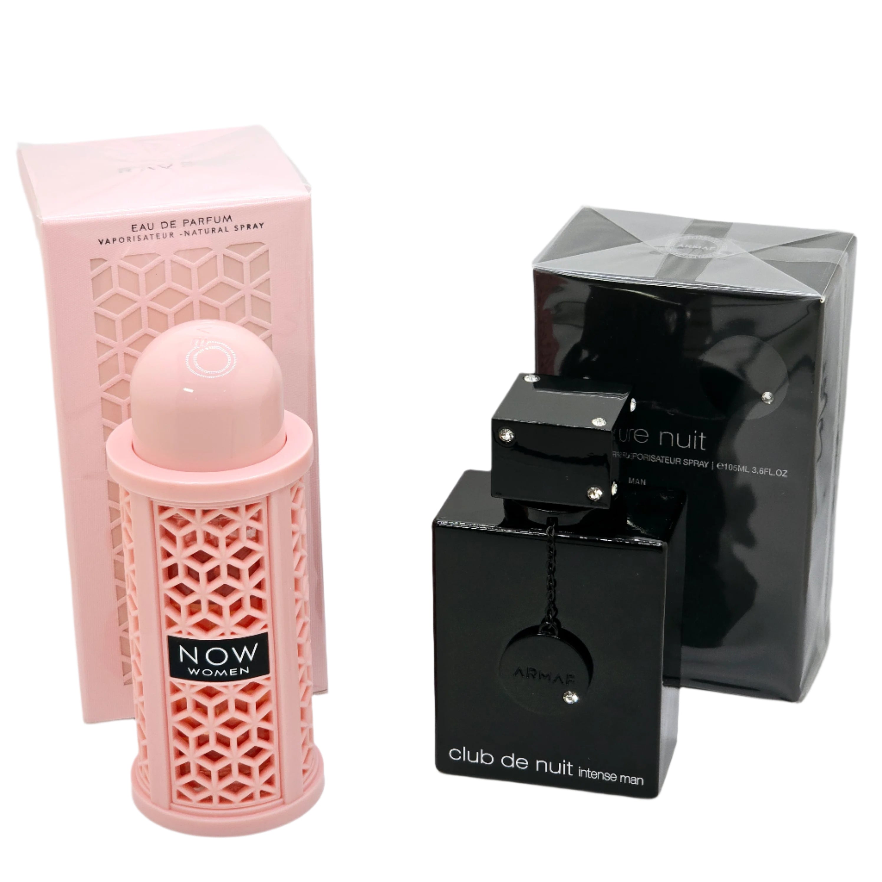 Combo Set Club De Nuit Intense Men (LA BESTIA NEGRA)3.6oz/105ml Now Pink Lattafa Eau De Parfum Women 3.4oz/100ml