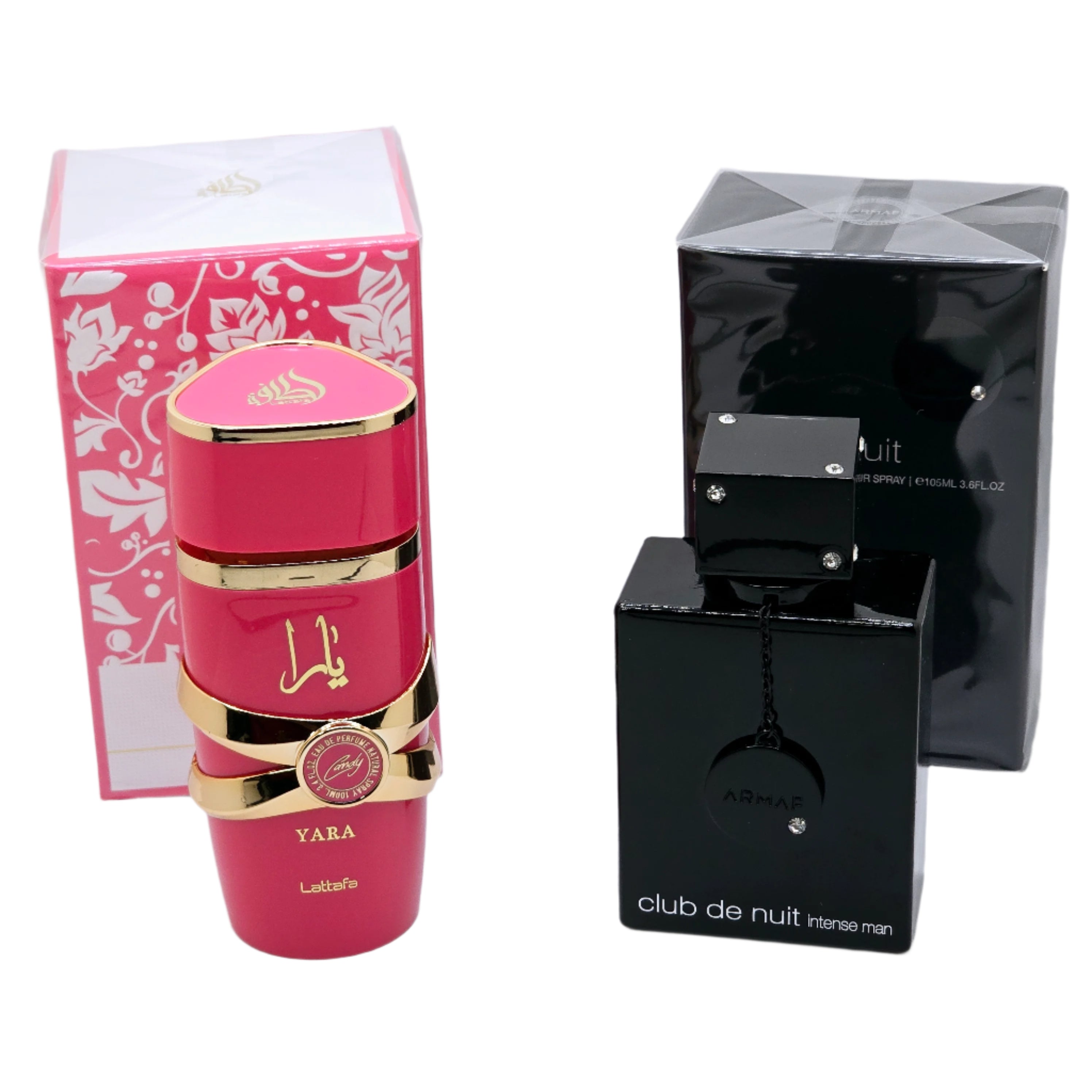 Combo Set Club De Nuit Intense Men (LA BESTIA NEGRA)3.6oz/105ml Yara Candy Lattafa Eau De Parfum Women 3.4oz/100ml