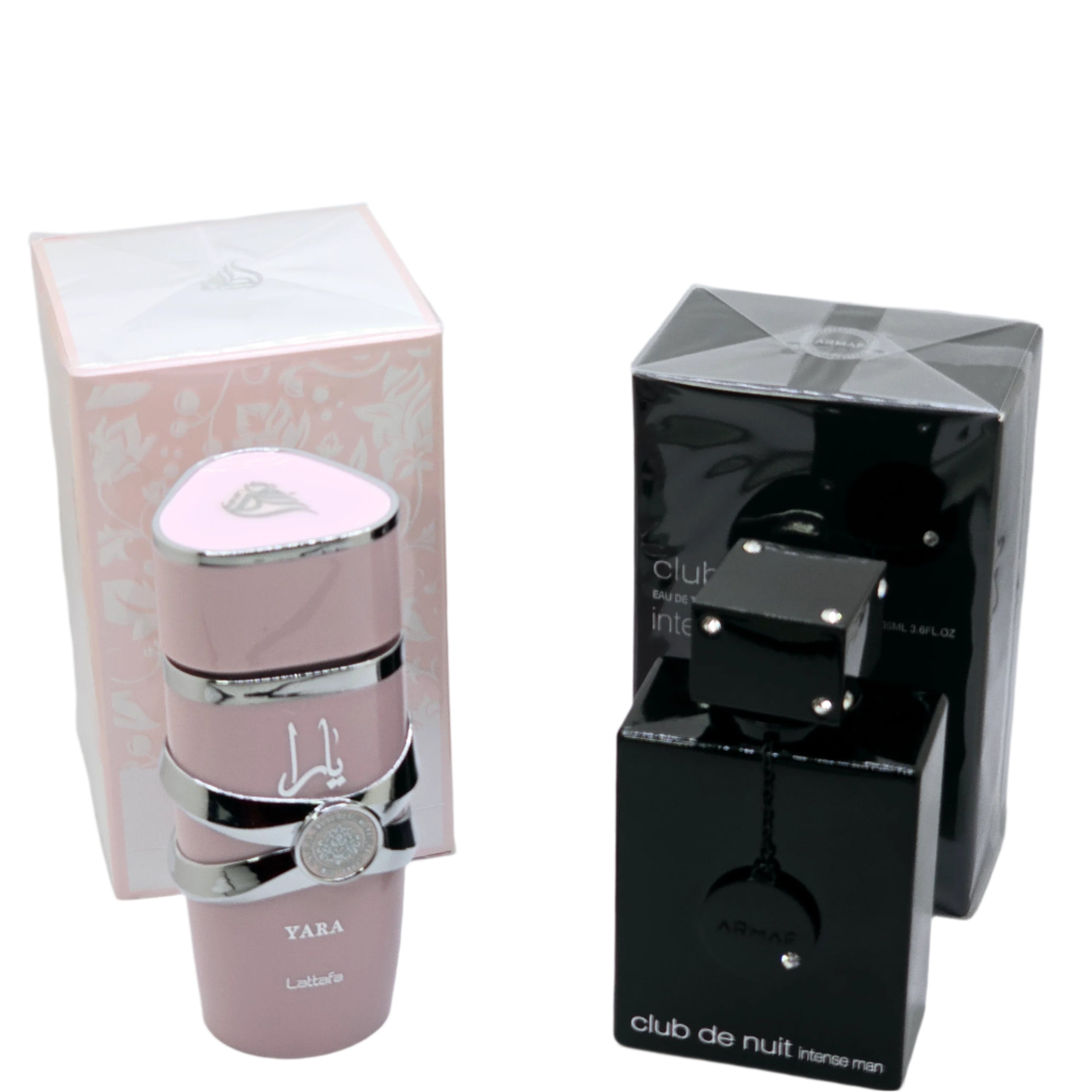 Combo Set Club De Nuit Intense Men (LA BESTIA NEGRA)3.6oz/105ml Yara Pink Lattafa Eau De Parfum Women 3.4oz/100ml
