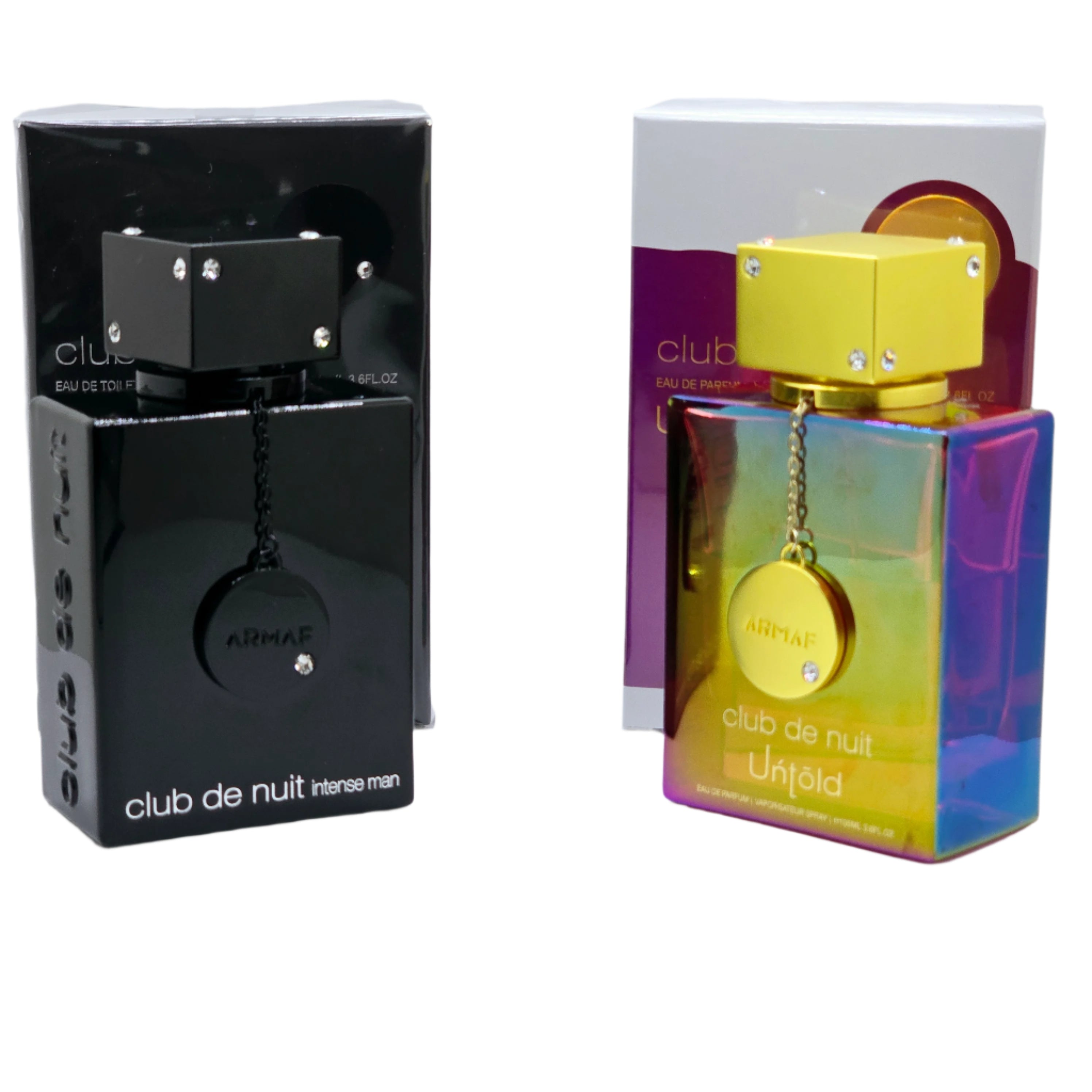 Combo Set Club De Nuit Intense Men (LA BESTIA NEGRA) Club De Nuit Untold Unisex By Armaf 3.6oz/105ml Each