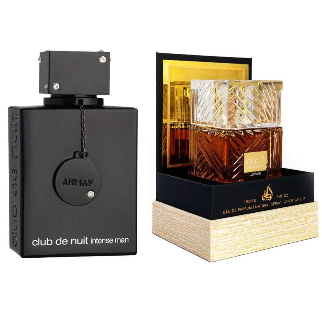 Khamrah By Lattafa Eau De Parfum Unisex & Clud De Nuit Intense Men By Armaf(LA BESTIA NEGRA) 3.4/100ml Set Combo