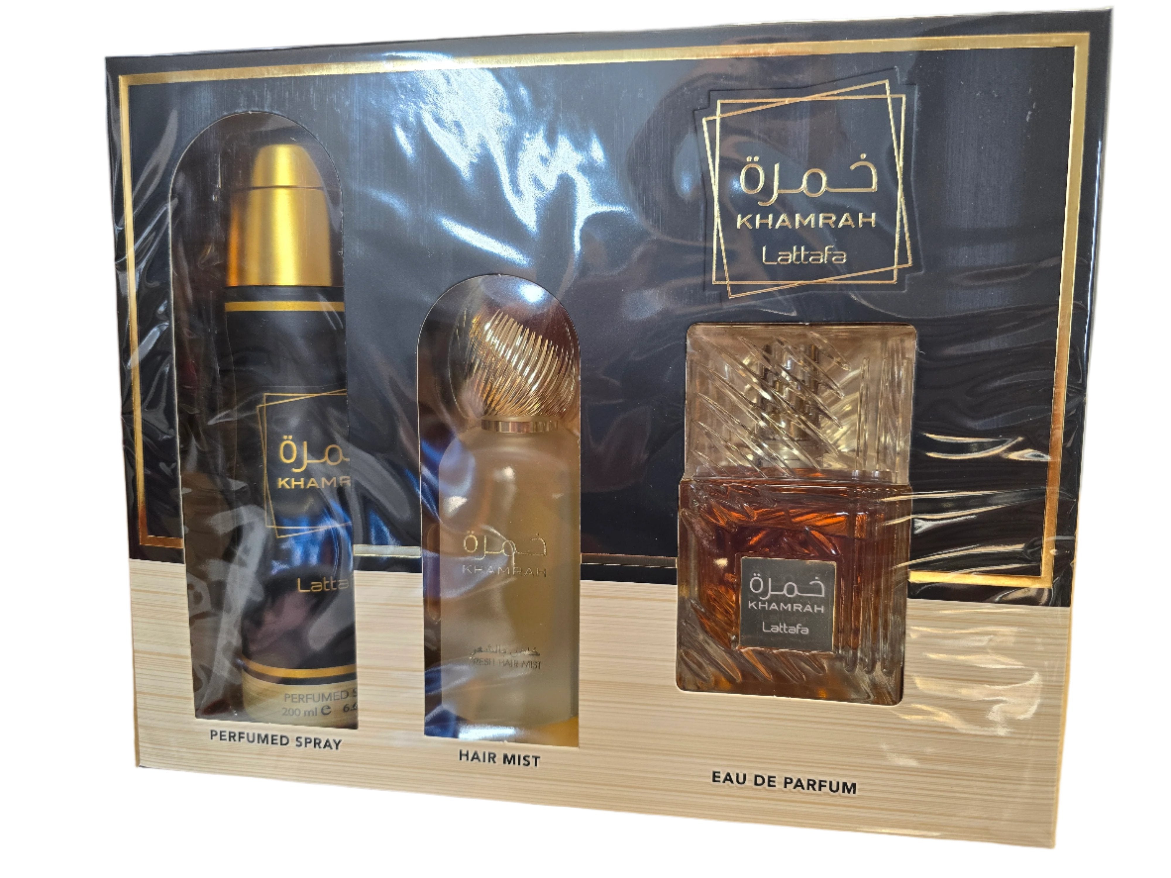 Khamrah By Lattafa Unisex 3Pcs Gift Set 100ml EDP 200ml Deo 50ml Hairmist - Image 4