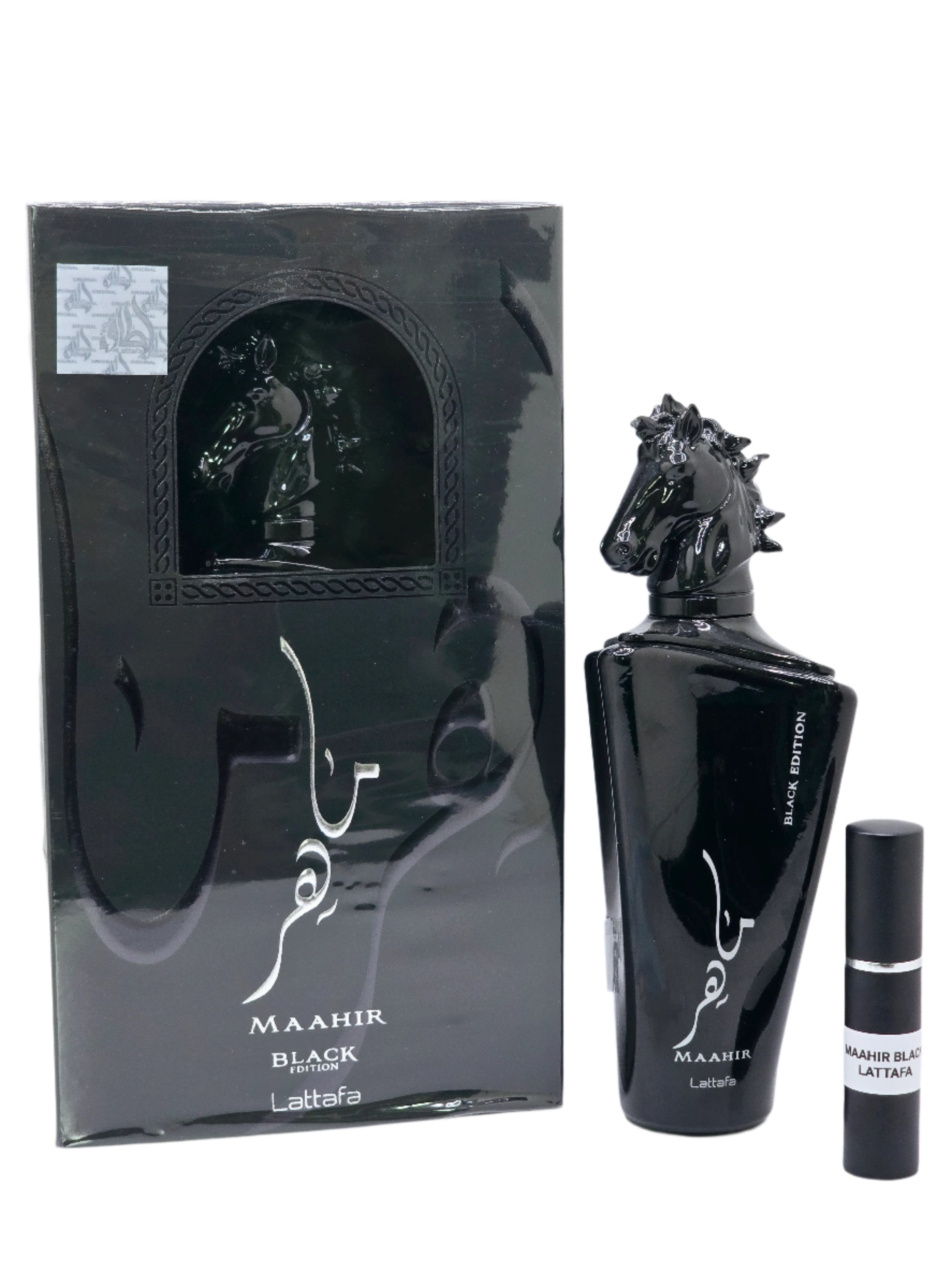 Travel Sample Tester 5ML/ Full Size 3.4oz/100ml Maahir Black Edition Lattafa