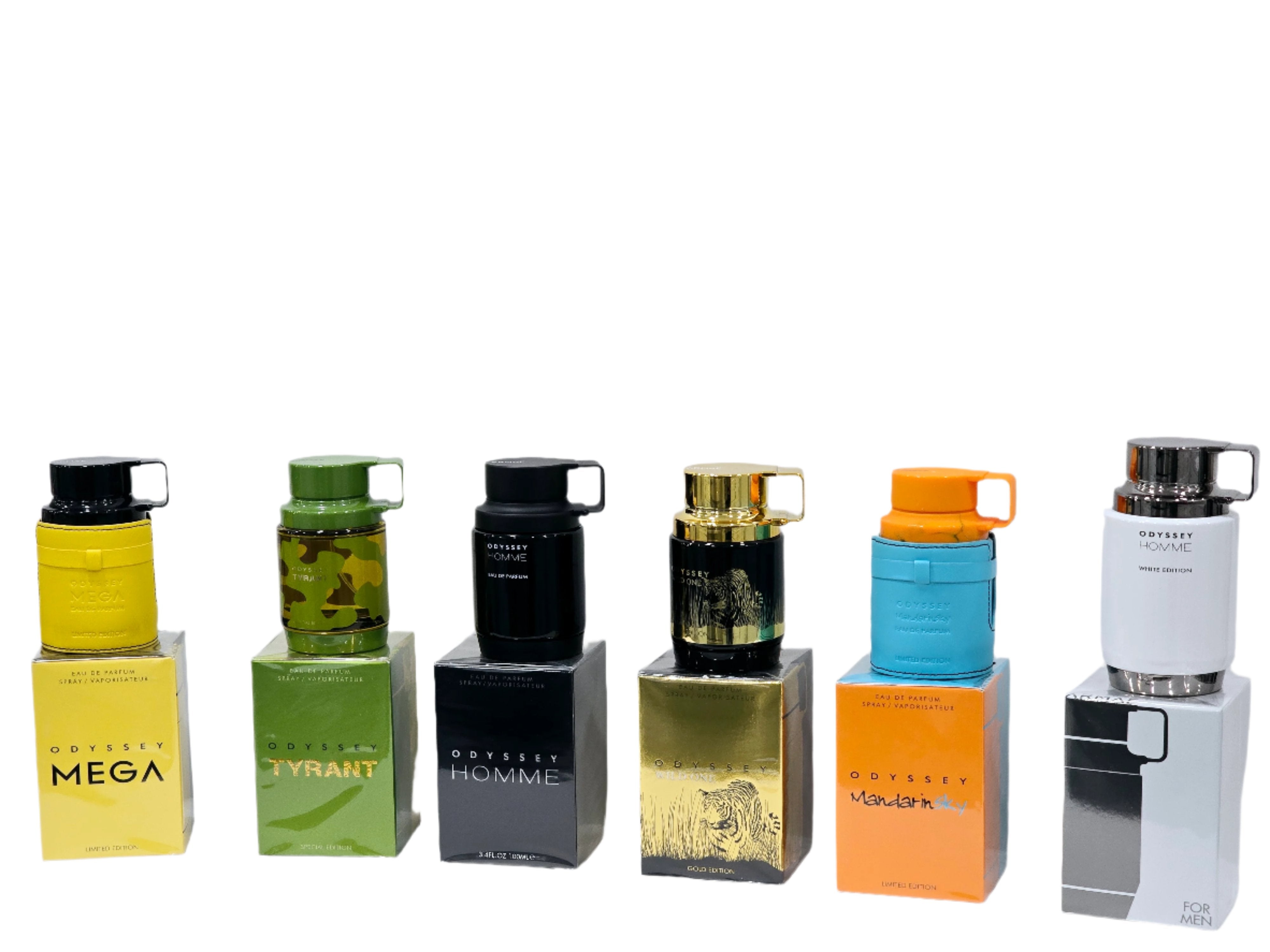 Mega Combo Odyssey Homme Mandarin Mega Tyrant Aqua Aoud Edition White Edition Gold Edition By Armaf 3.4oz/100ml For Men