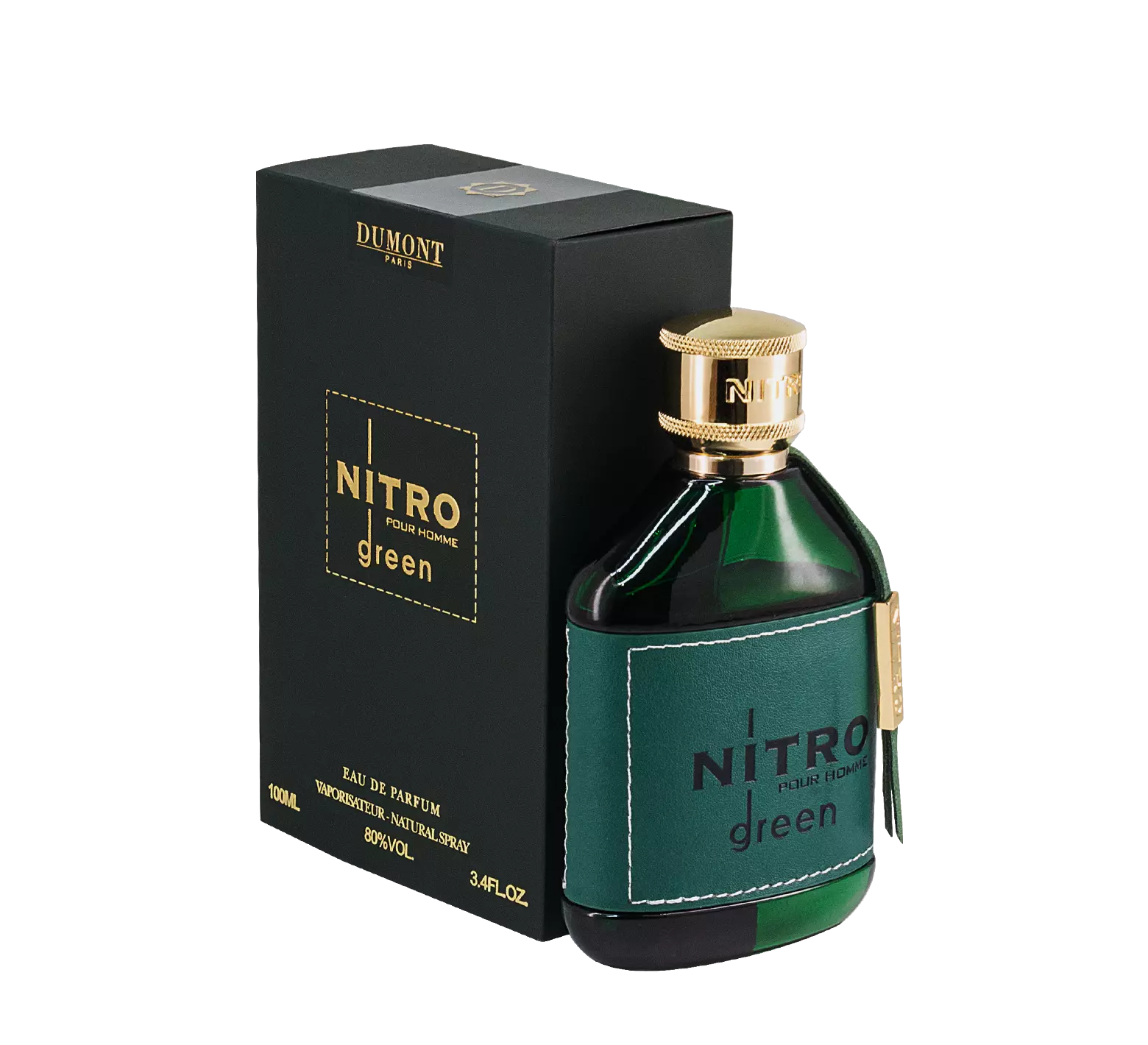 Nitro Green  Eau De Parfum By Dumont For Men 3.4 Oz Amber Woody Warm Spicy Powdery Vanilla Fresh Leather Lavender