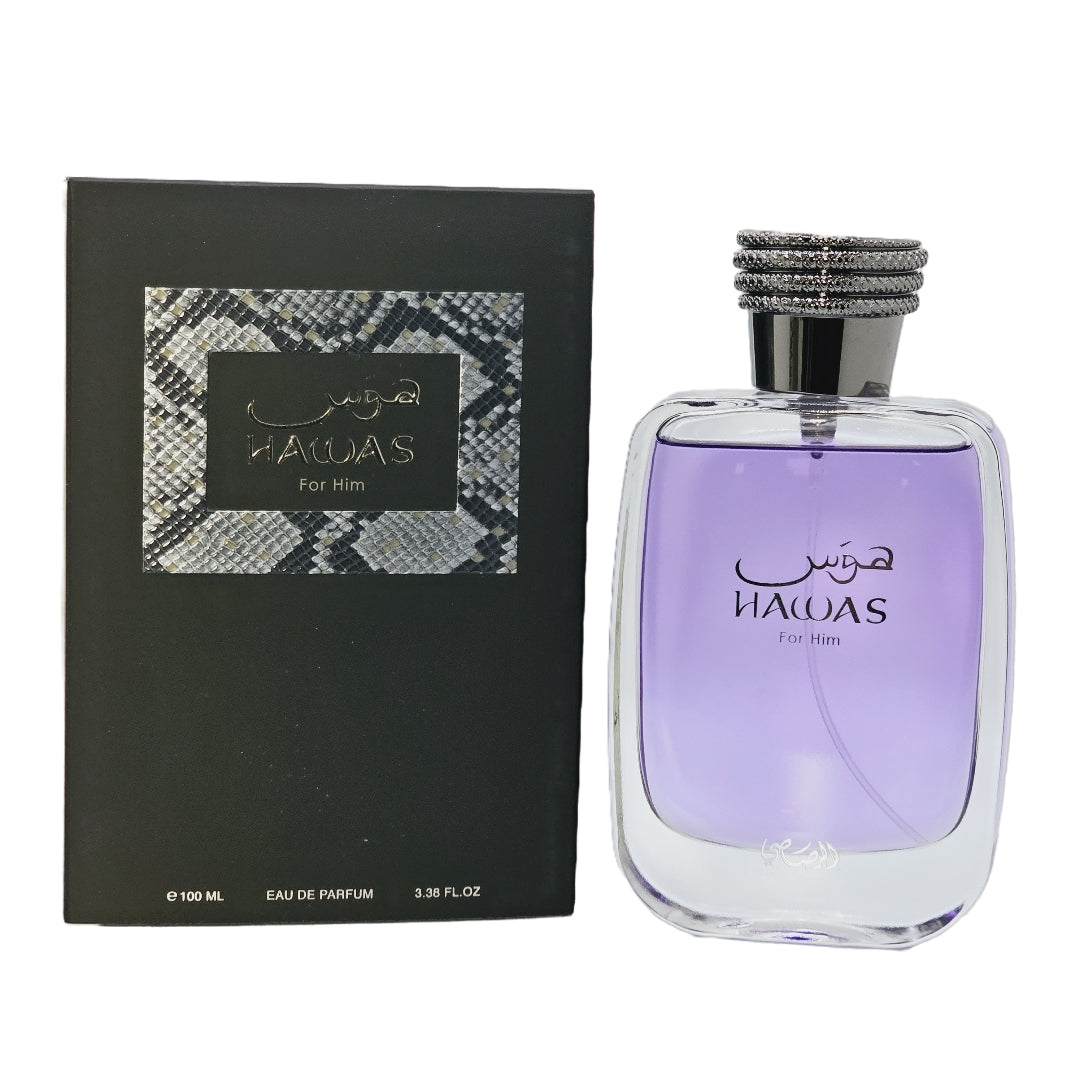 RASASI Hawas EDP 100ml 3.4oz/100ml Long Lasting Pour Homme Spray Aquatic Scent Designed to Embody Masculine Strength and Vigor (Hawas for Him)