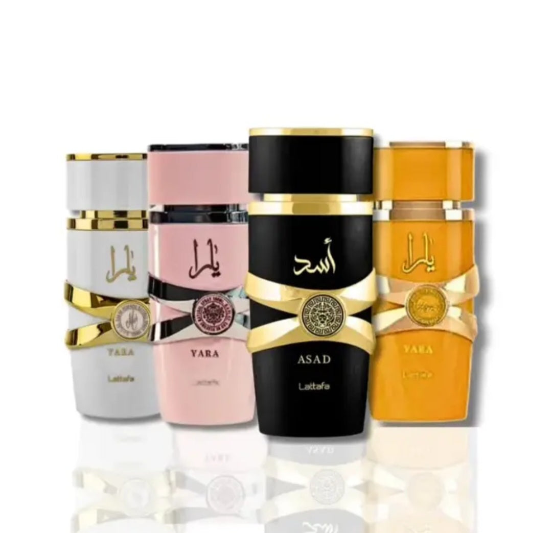 4 Pack Bundle Lattafa Asad Yara Tous Yara Moi & Yara EDP 3.4oz Each His & Hers bundle Fragrance Scent