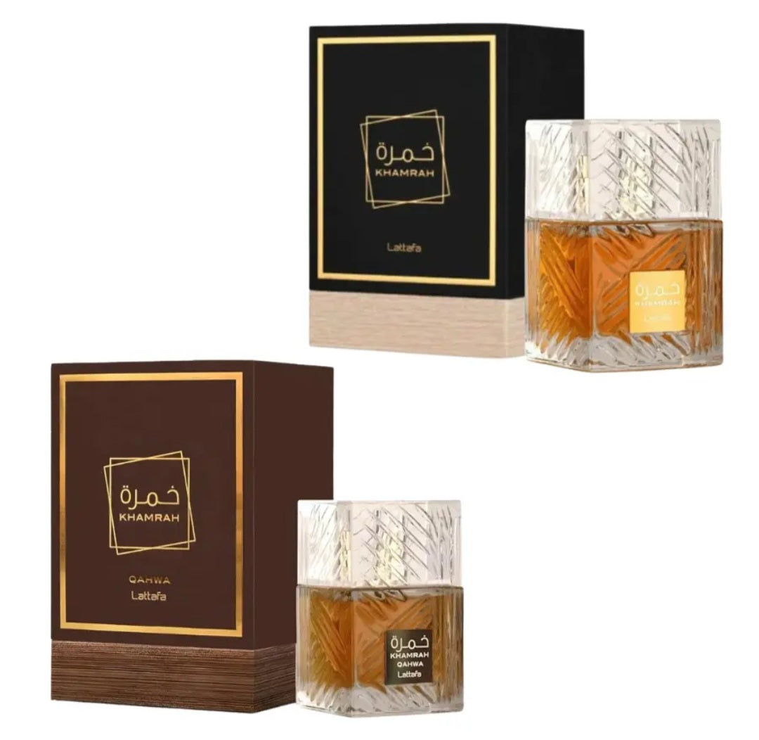 Set Khamrah Lattafa & Khamrah Qahwa Eau De Parfum Unisex 3.4oz/100ml