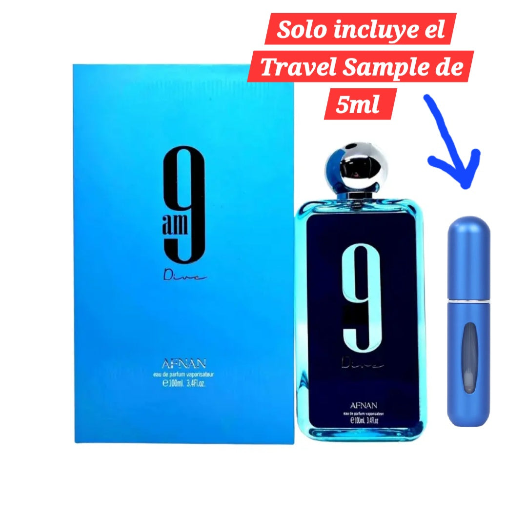 Travel Sample Tester 5ML 9 AM Dive By Afnan Perfumes Unisex Eau De Parfum