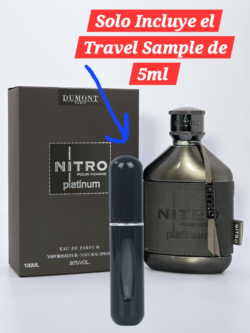 Travel Sample Tester 5ML Nitro Platinum Men’s Eau De Parfum Patchoulli Amber Pineapple Lavender Musk