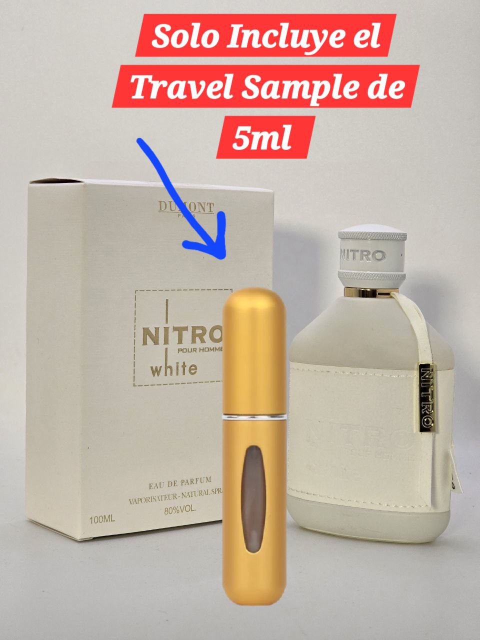 Travel Sample Tester 5ML Nitro White Eau De Parfum For Men By Dumont Spray Bergamot Lavander