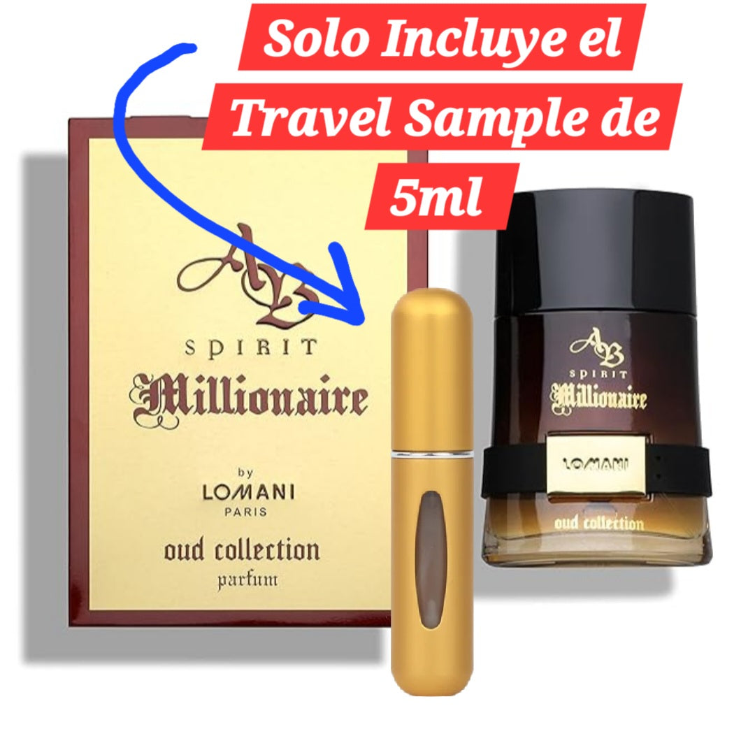 Travel Sample Tester 5ML Spirit Millionaire Parfum For Men By Lomani Oud Collection