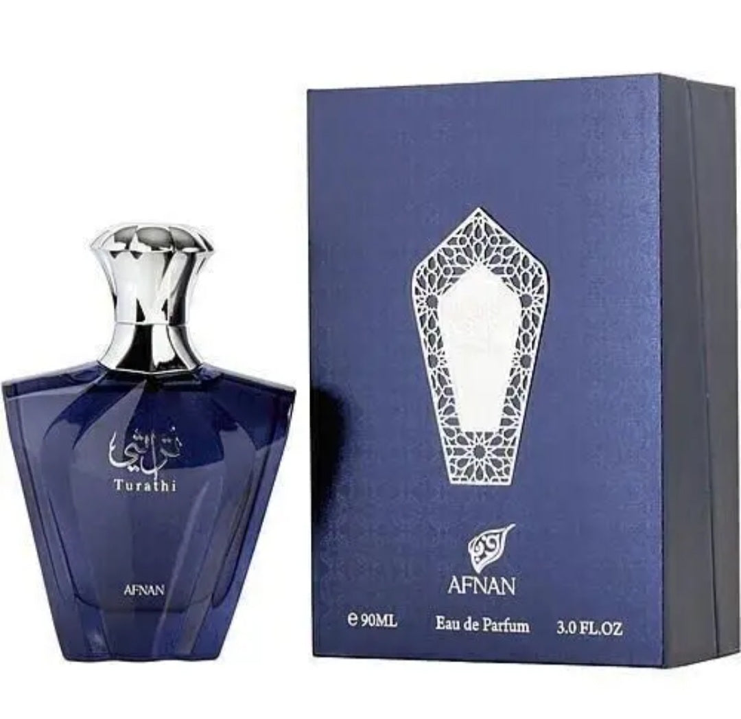 Turathi Blue Eau De Parfum For Men By Afnan 3.0oz/90ml Amber Patchouli