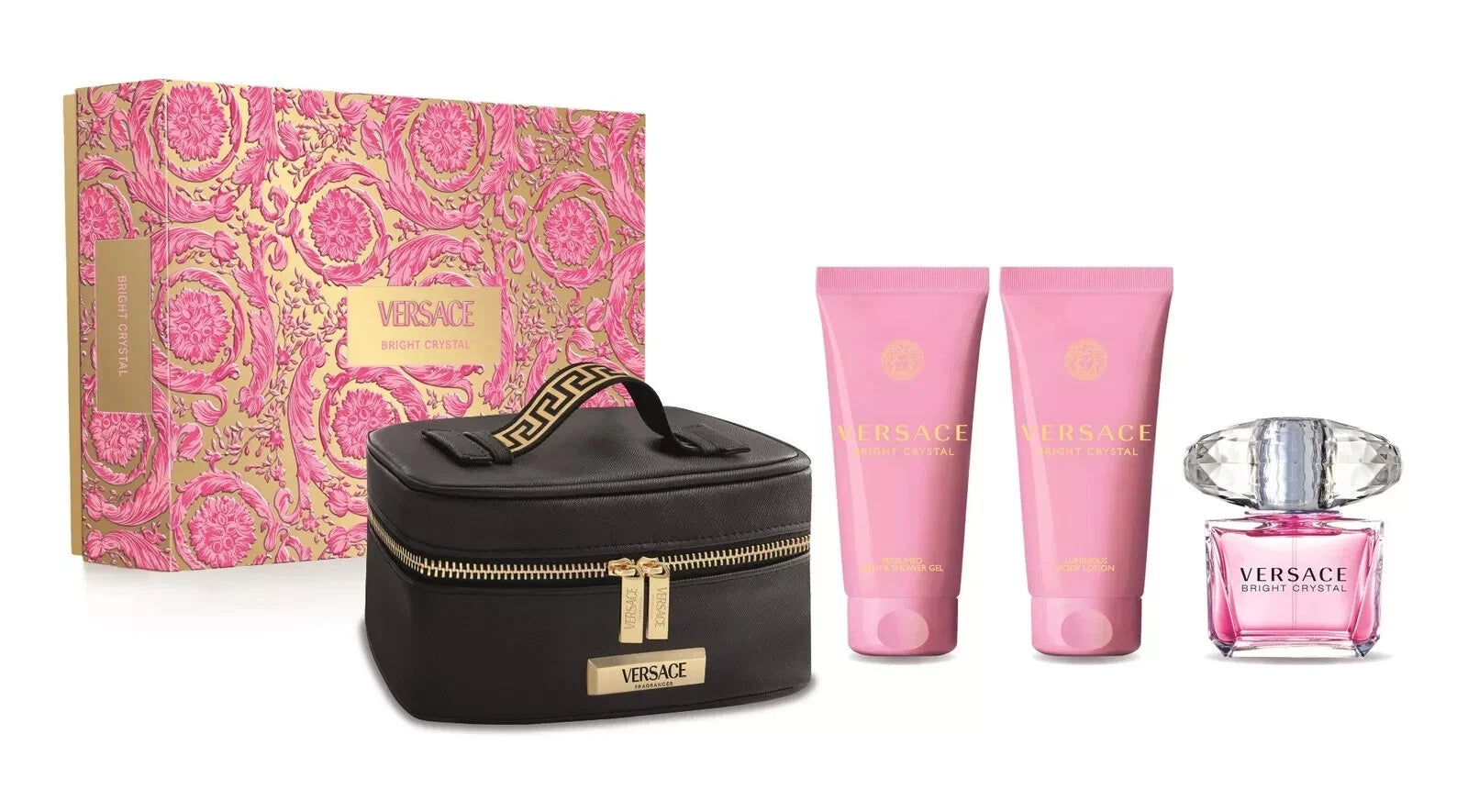Versace Bright Crystal Gift Set for Women 3pcs + Beauty Case