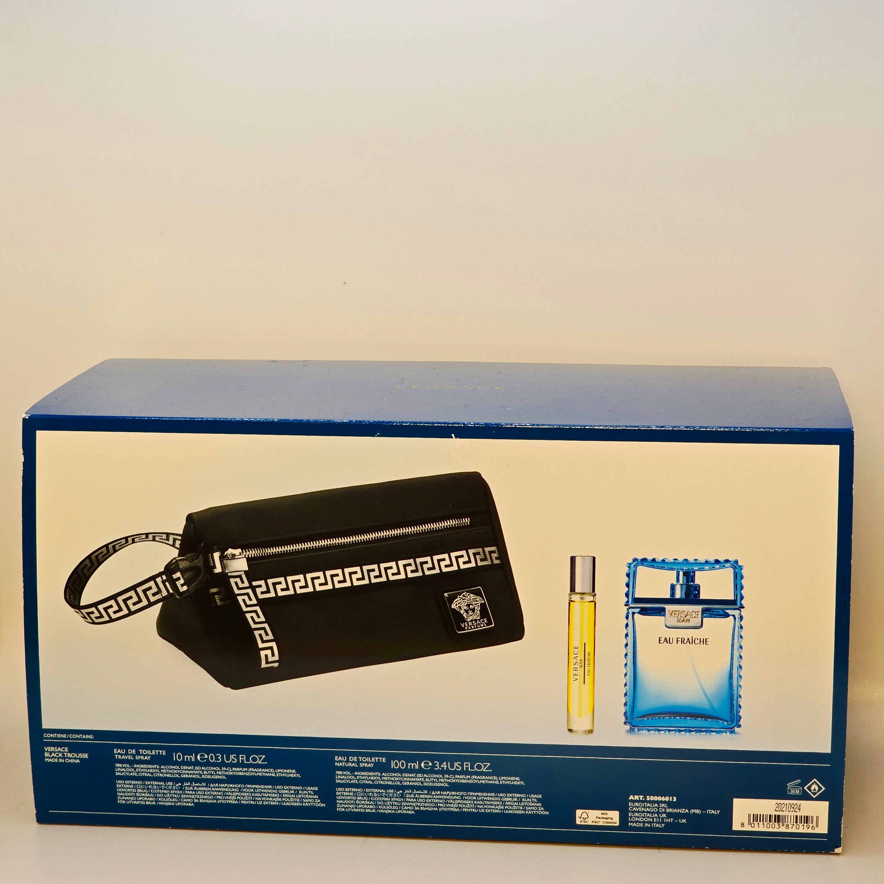 Versace Eau Fraiche Gift Set for Men with Travel Spray